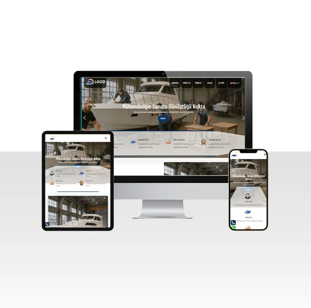 Tekne , Yat Üretimi ve Servisi Web Sitesi Paketi – Mavi — ekran görüntüsü
